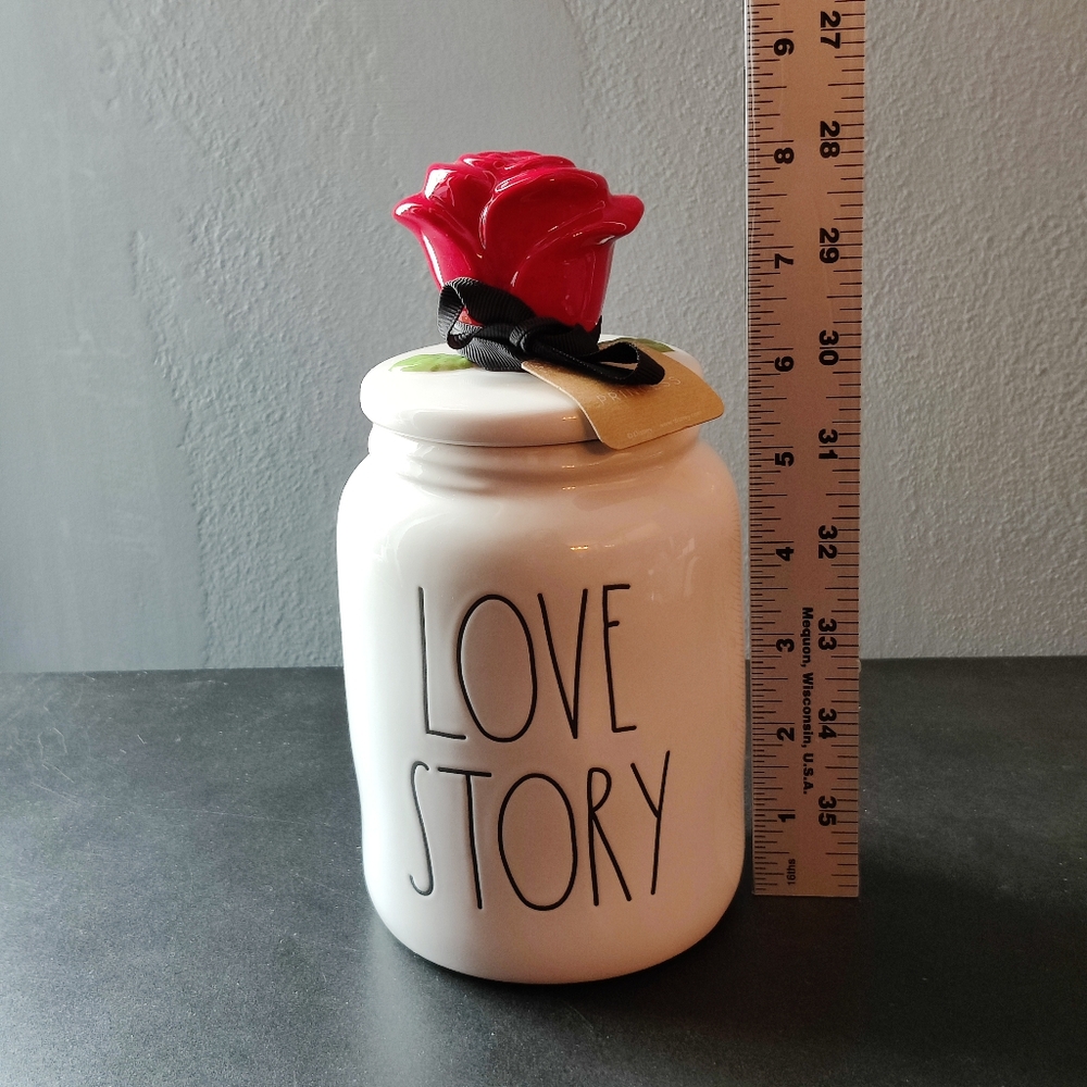 Rae Dunn canister with rose topper - Love Story - Picture 7 of 7